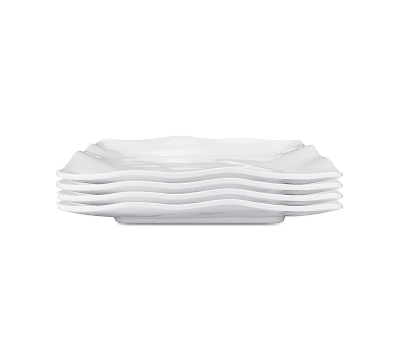 Q Squared Ruffle Melamine Square Bread & Butter Plates, Set of 4