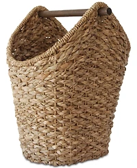 Braided Oval Tissue Basket with Wood Handle