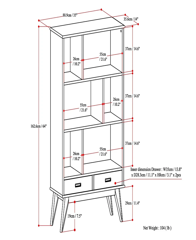 Ednie Wide Bookcase