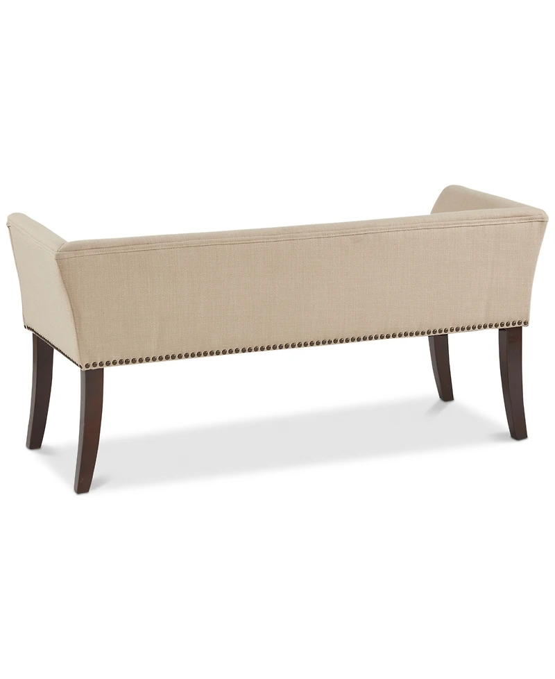 Madison Park Welburn 49.5" Upholstered Bench with Back Wood Legs