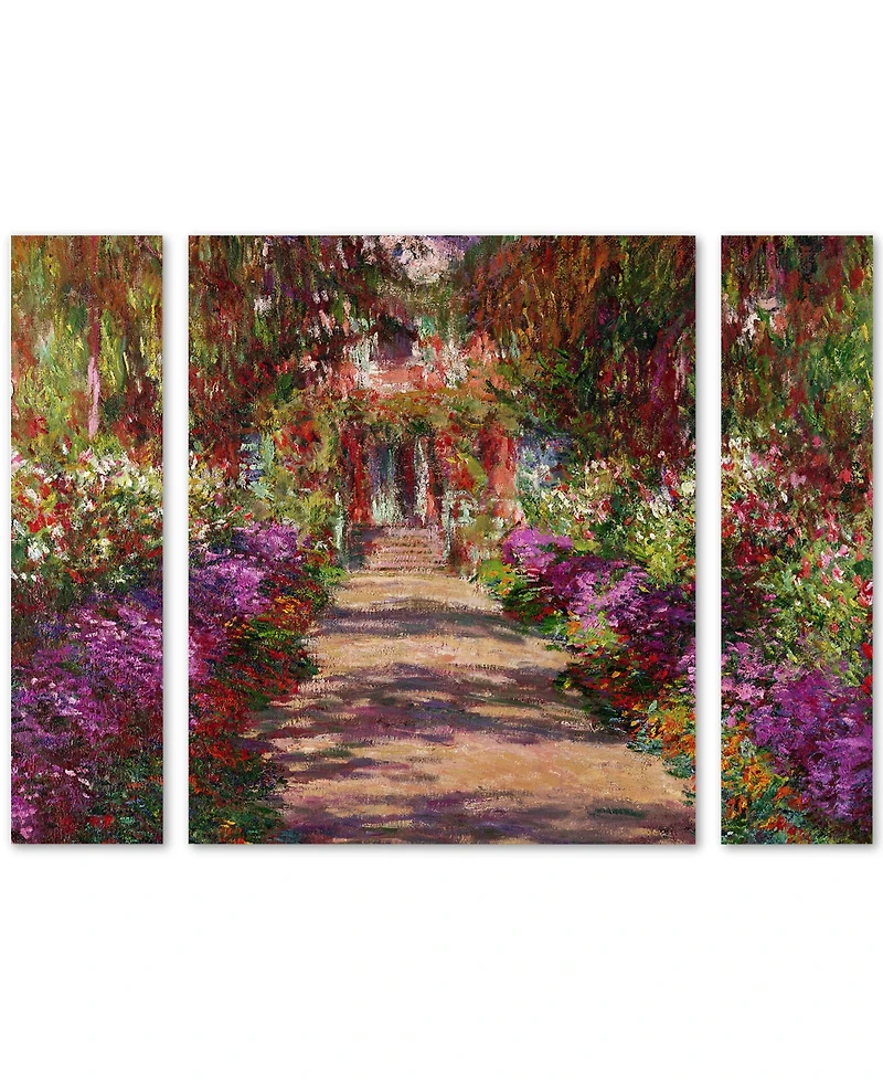 Claude Monet 'A Pathway in Monet's Garden' Large Multi-Panel Wall Art Set, 30" x 41"