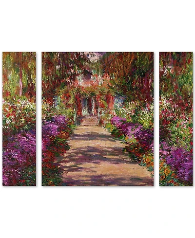 Claude Monet 'A Pathway in Monet's Garden' Large Multi-Panel Wall Art Set, 30" x 41"