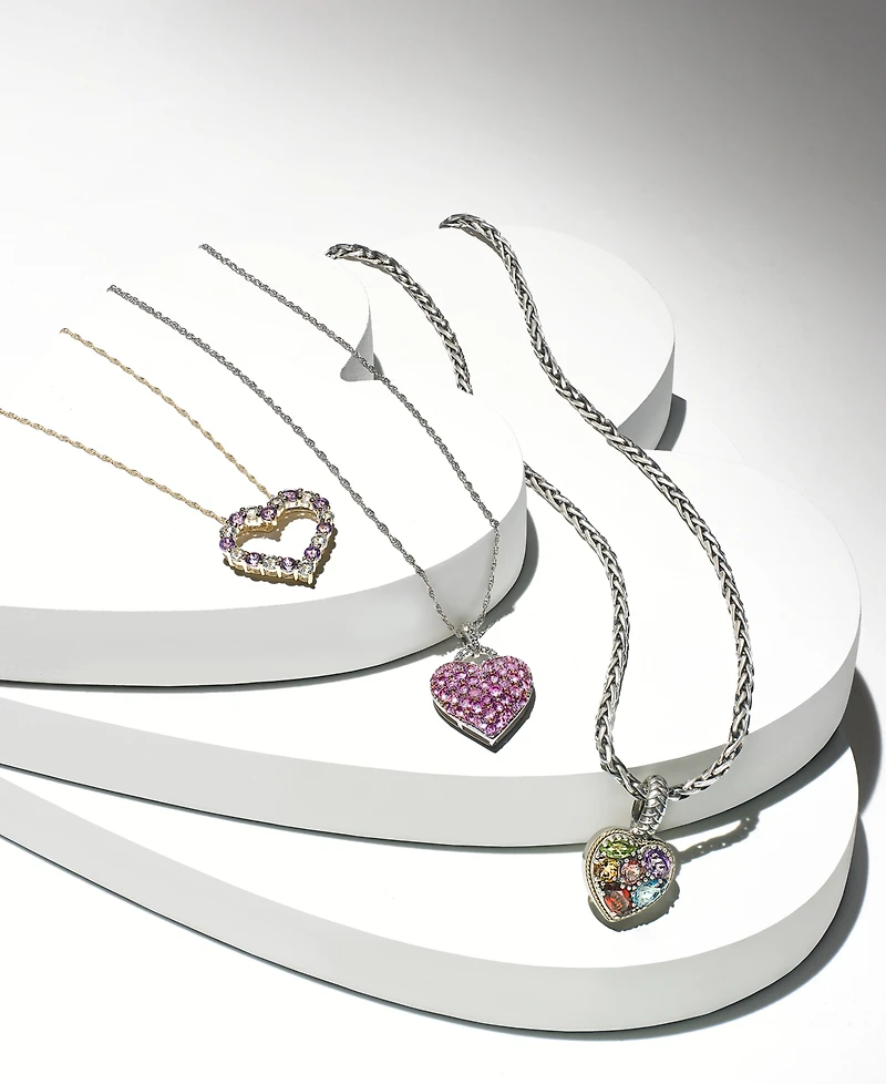 Sapphire (1-3/4 ct. t.w.) and Diamond Accent Heart Pendant Necklace Sterling Silver (Also Available Ruby Pink Sapphire)