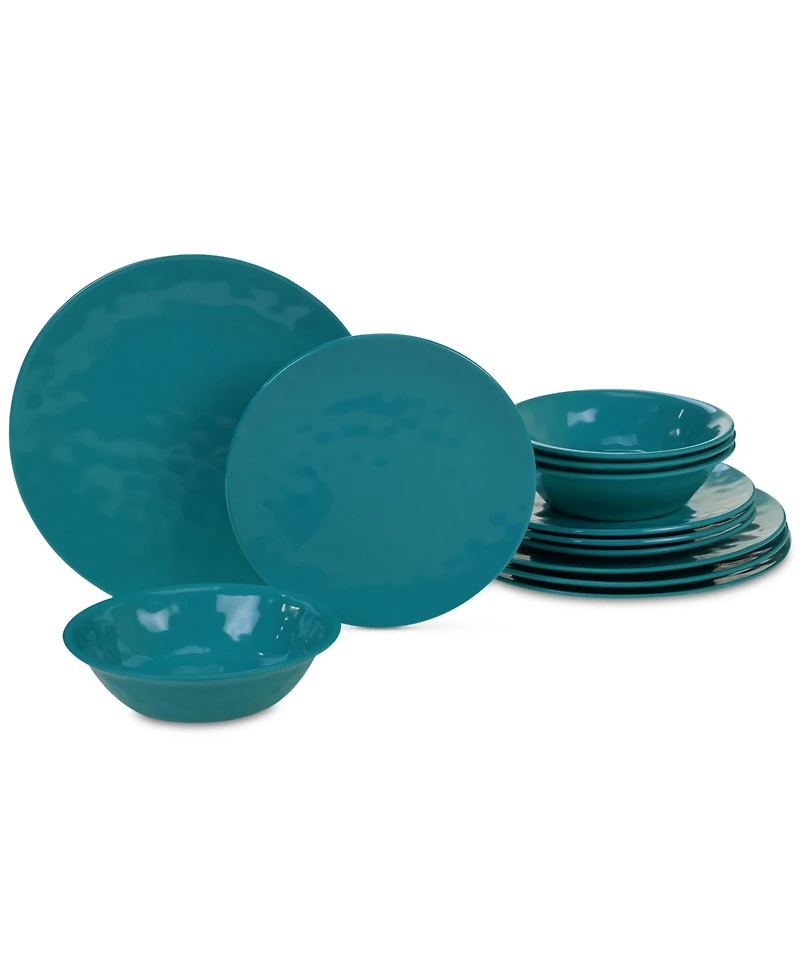 Certified International Teal Melamine 12-Pc. Dinnerware Set, Service for 4
