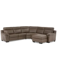 Closeout! Julius Ii 5-Pc. Leather Chaise Sectional Sofa With 2 Power Recliners, Power Headrests & Usb Power Outlet, Created for Macy's