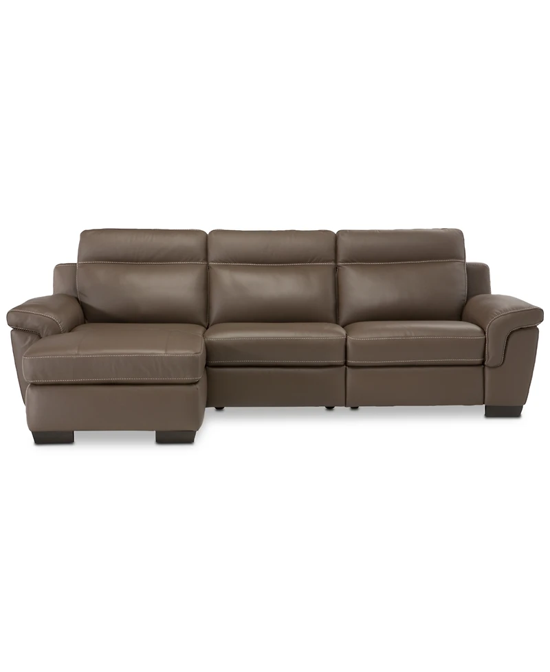 Closeout! Julius Ii 3-Pc. Leather Chaise Sectional Sofa With 2 Power Recliners, Power Headrests And Usb Power Outlet