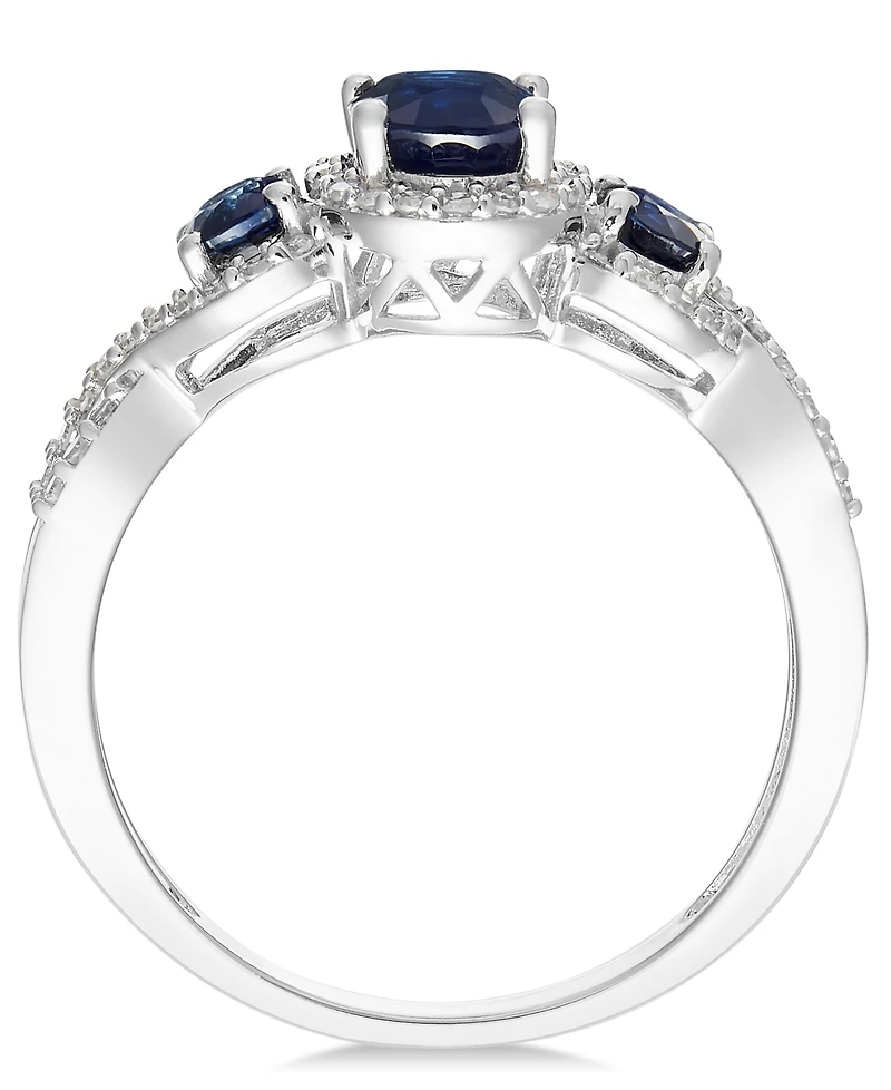 Sapphire (1-1/3 ct. t.w.) & Diamond (1/4 3-Stone Ring 14k Gold (Also Ruby, Emerald Tanzanite)