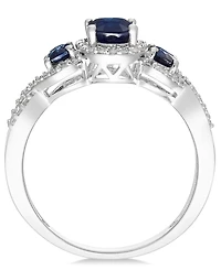 Sapphire (1-1/3 ct. t.w.) & Diamond (1/4 3-Stone Ring 14k Gold (Also Ruby, Emerald Tanzanite)