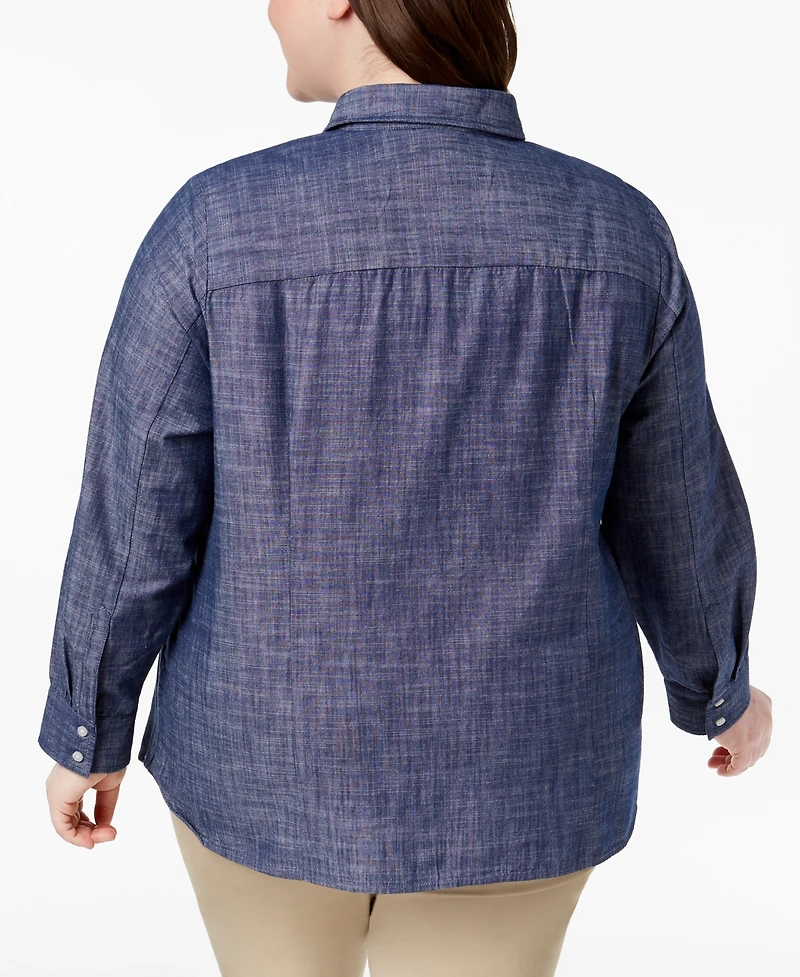 Tommy Hilfiger Plus Cotton Paisley-Print Utility Shirt