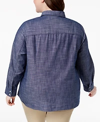 Tommy Hilfiger Plus Cotton Paisley-Print Utility Shirt