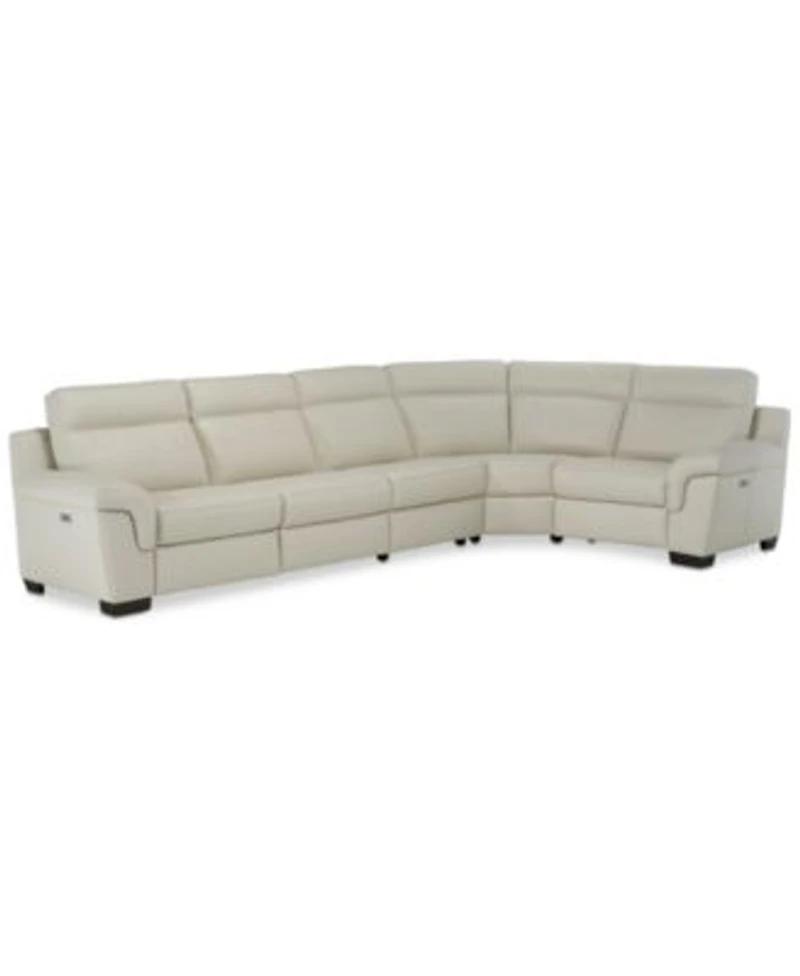 Closeout Julius Ii Leather Power Reclining Sectional Sofa Collection With Power Headrests Usb Power Outlet Created For Macys