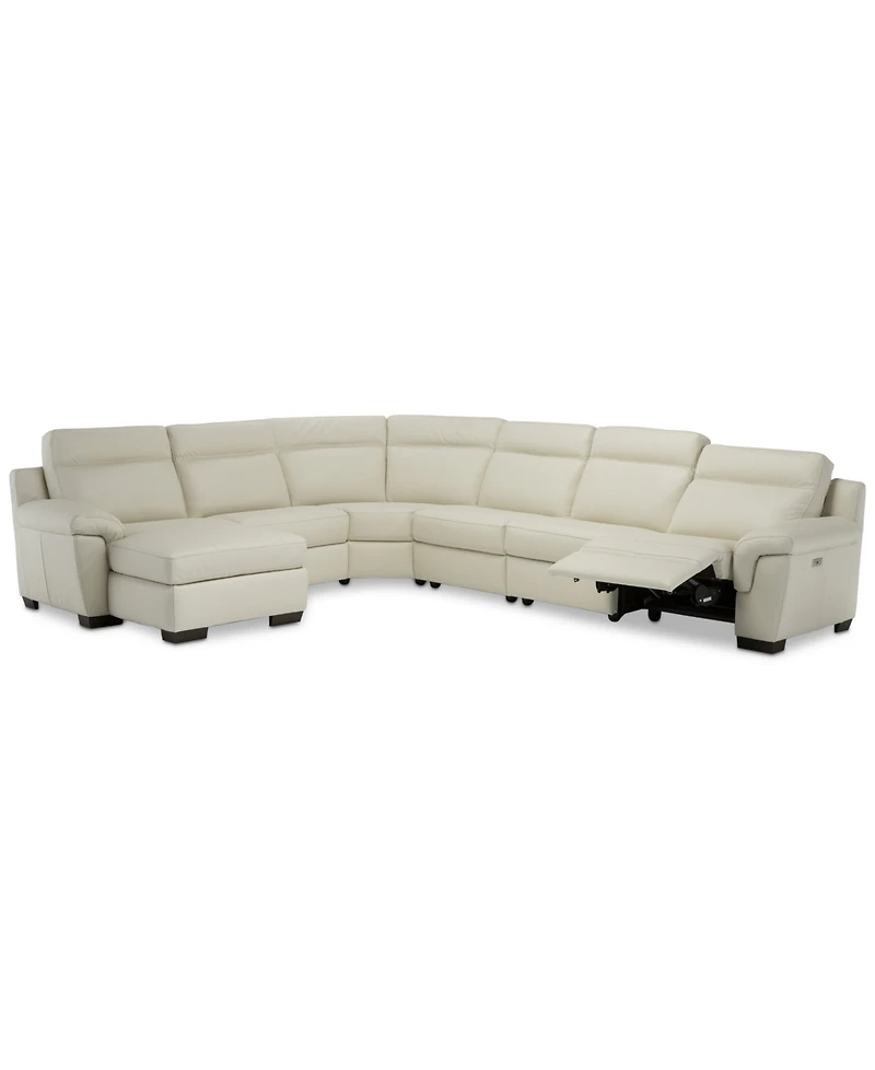 Closeout! Julius Ii -Pc. Leather Chaise Sectional Sofa With 1 Power Recliner, Power Headrest & Usb Power Outlet