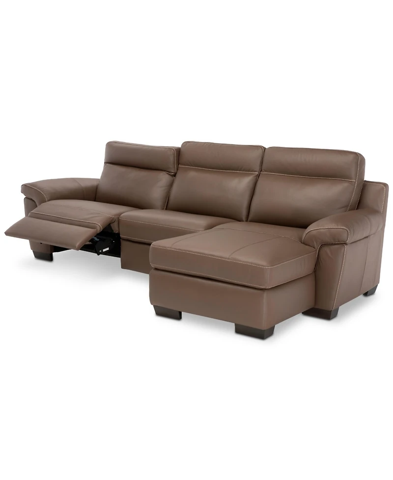 Closeout! Julius Ii 3-Pc. Leather Sectional Sofa With 1 Power Recliner, Headrests, Chaise And Usb Outlet