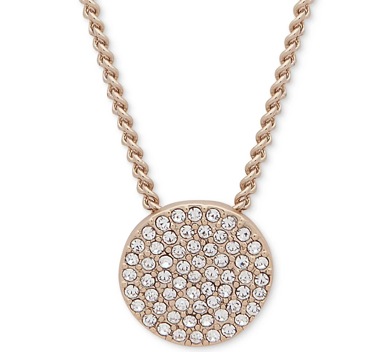 Dkny Pave Disc 19" Pendant Necklace