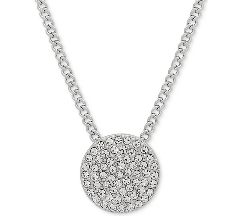 Dkny Pave Disc 19" Pendant Necklace