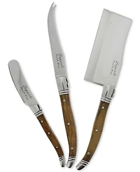 French Home Laguiole Connoisseur Olive Wood Cheese Knife Set, 3 Piece.