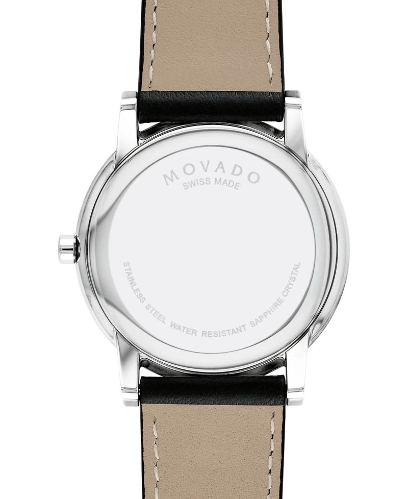 Movado Men's Swiss Museum Classic Black Leather Strap Watch 40mm