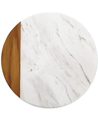 Anolon Pantryware White Marble & Teak Wood 10" Round Serving Board