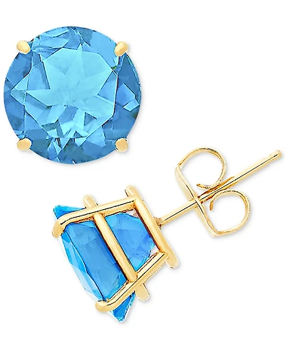 Blue Topaz Stud Earrings (6-3/4 ct. t.w.) in 14k Gold
