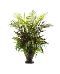 Nearly Natural 27" Mixed Areca Palm, Fern & Peacock Artificial Plants in Planter
