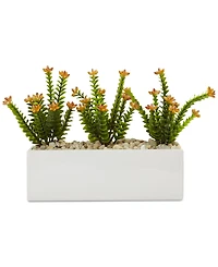 Nearly Natural Flowering Sedum Artificial Plants in Rectangular Planter