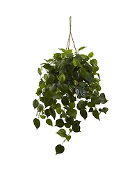 Nearly Natural Philodendron Uv-Resistant Indoor/Outdoor Artificial Plant Hanging Basket