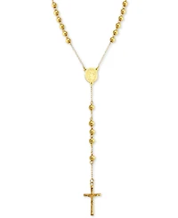 Men's Beaded Cross 28" Rosary Necklace in Yellow Ion-Plated Stainless Steel