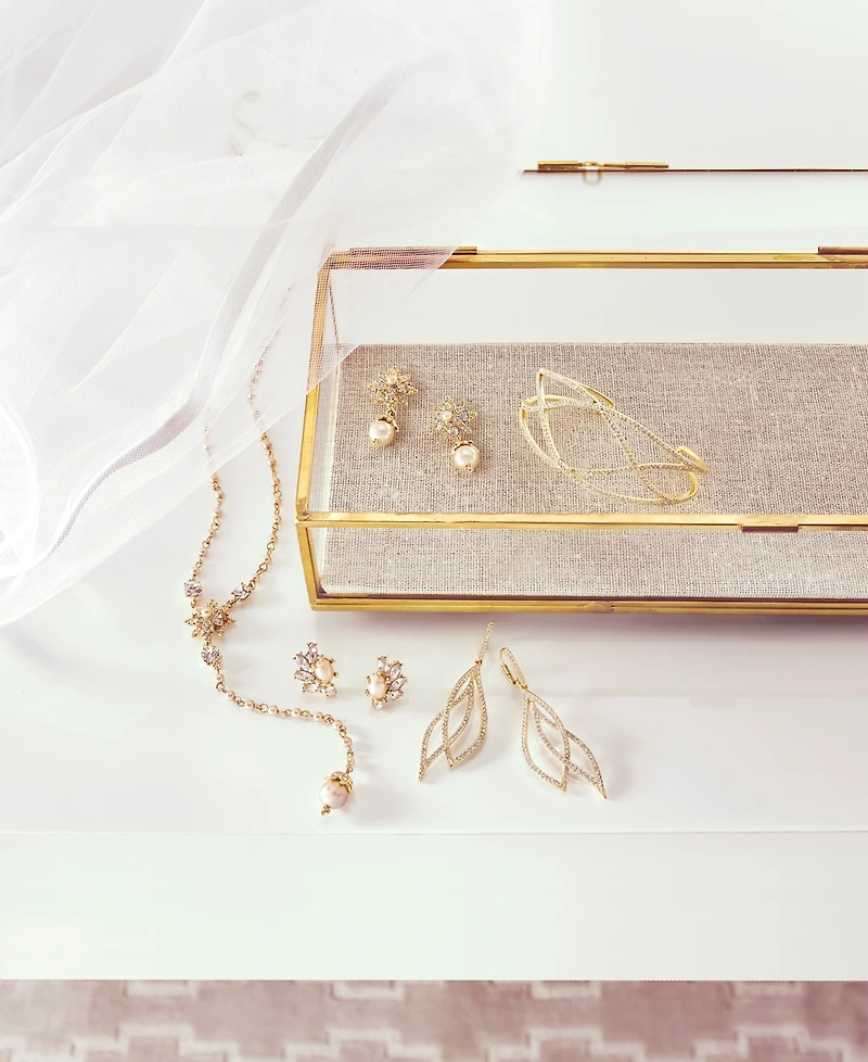 Marchesa Gold-Tone Crystal & Imitation Pearl Drop Earrings