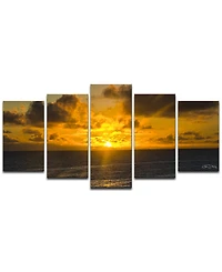 Ready2HangArt Niue Sunset 5 Piece Wrapped Canvas Coastal Wall Art Set, 30" x 60"