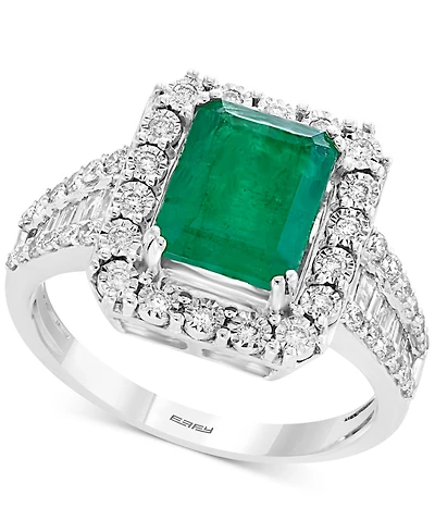 Effy Emerald (2-1/5 ct. t.w.) & Diamond (1/2 Ring 14k White Gold Yellow