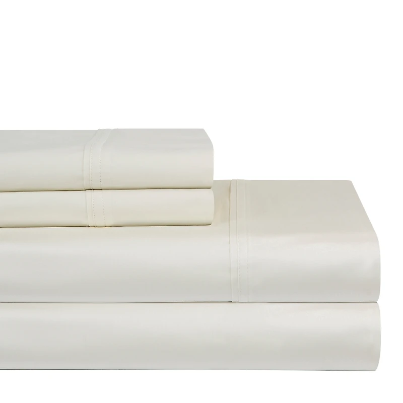 Pointehaven Solid 400 Thread Count Cotton Sateen 4-Pc. Sheet Sets