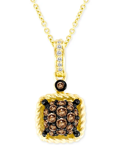 Le Vian Chocolatier Chocolate & Vanilla Diamond Square Cluster 18" Pendant Necklace (3/8 ct. t.w.) in 14k Gold