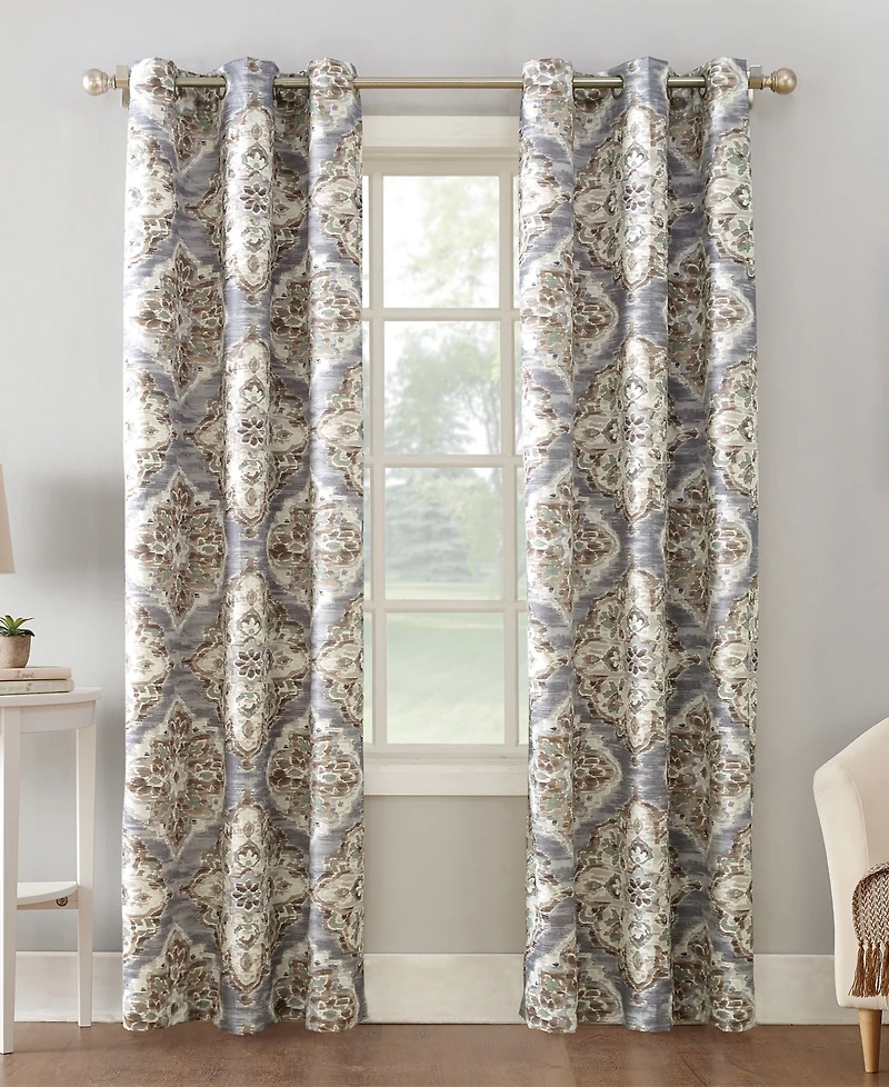 Regina Floral Watercolor Room Darkening Grommet Curtain Panel