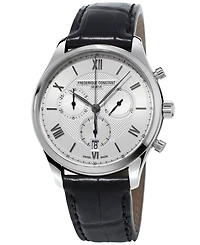 Frederique Constant Men's Swiss Chronograph Classics Black Leather Strap Watch 40mm