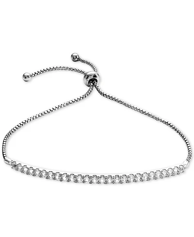 Lab-Grown Sapphire (5/8 ct. t.w) & White Sapphire (5/8 ct. t.w.) Bolo Bracelet in Sterling Silver (Also available in Lab-Grown Emerald, Ruby, Pink Sap