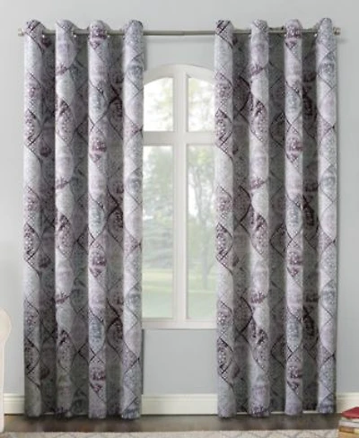 Sun Zero Lawson Distressed Global Tile Print Grommet Curtain Panel Collection