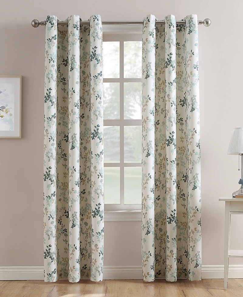 Mabel Floral Print Semi-Sheer Grommet Curtain Panel