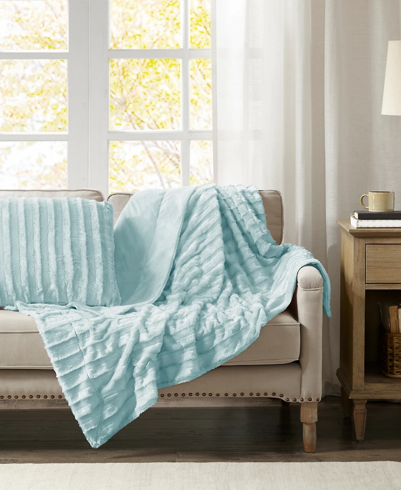 Madison Park Duke Ribbed Faux-Fur Throw, 50" x 60"
