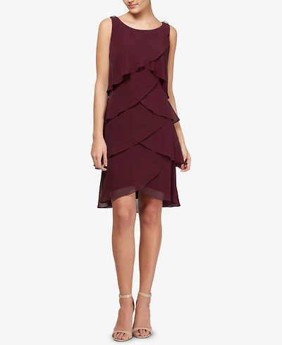 Sl Fashions Tiered Chiffon Dress
