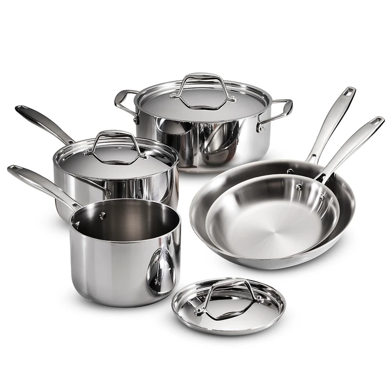 Tramontina Signature 8-Piece Tri-Ply Base Stainless Steel Cookware Set with Lids