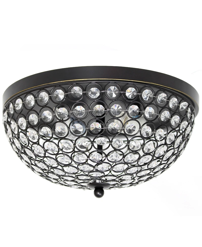 Elegant Designs 2 Light Elipse Crystal Flush Mount Ceiling