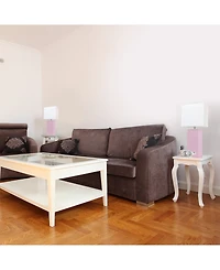 Elegant Designs 2 Pack Modern Leather Table Lamps with White Fabric Shades