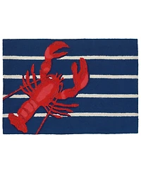 Liora Manne Front Porch Indoor/Outdoor Lobster on Stripes Navy 2' x 3' Area Rug