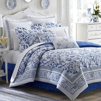 Laura Ashley Charlotte Cotton Reversible 3 Piece Comforter Set, Twin