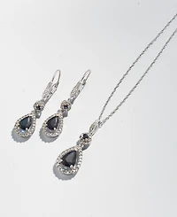 Sapphire (1-1/3 ct. t.w.) and Diamond (1/4 Drop Pendant Necklace Set 14k White Gold (Also Available Emerald)