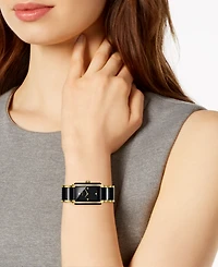 Rado Women's Swiss Integral Diamond Accent Black Ceramic & Gold-Tone Stainless Steel Bracelet Watch 23x33mm R20845712