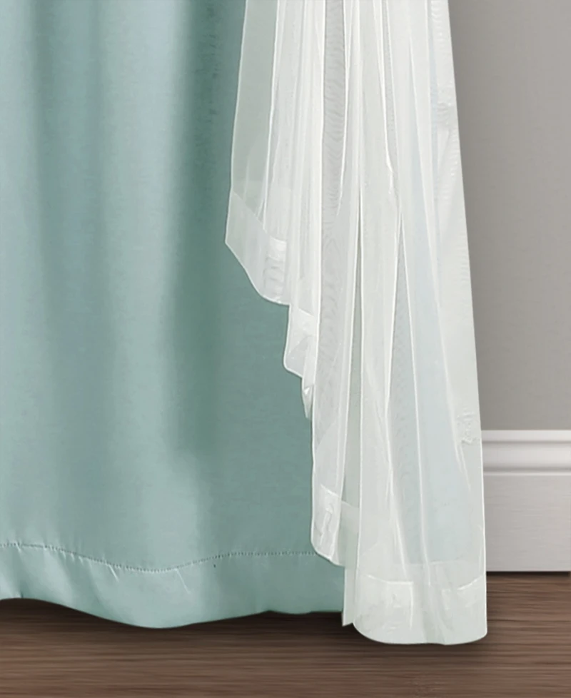 Solid and Sheer Layered 38" x 84" Blackout Curtain Set