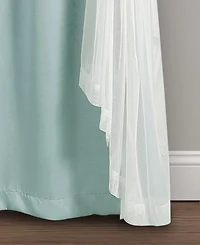 Solid and Sheer Layered 38" x 84" Blackout Curtain Set
