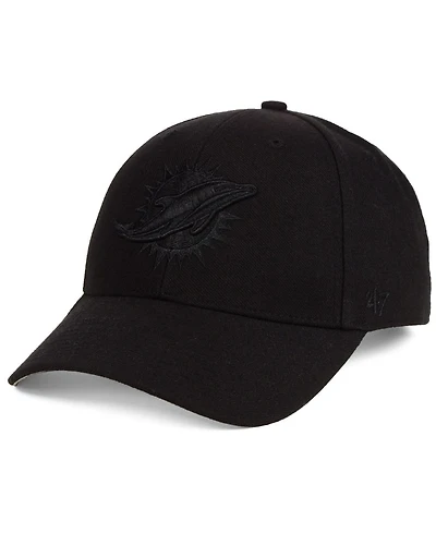 '47 Brand Miami Dolphins Black & Black Mvp Strapback Cap