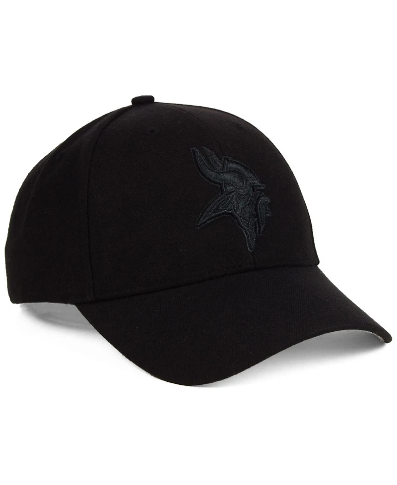 '47 Brand Minnesota Vikings Black & Black Mvp Strapback Cap